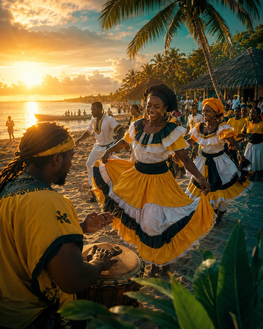 Garifuna cultural practice with music, dance and community