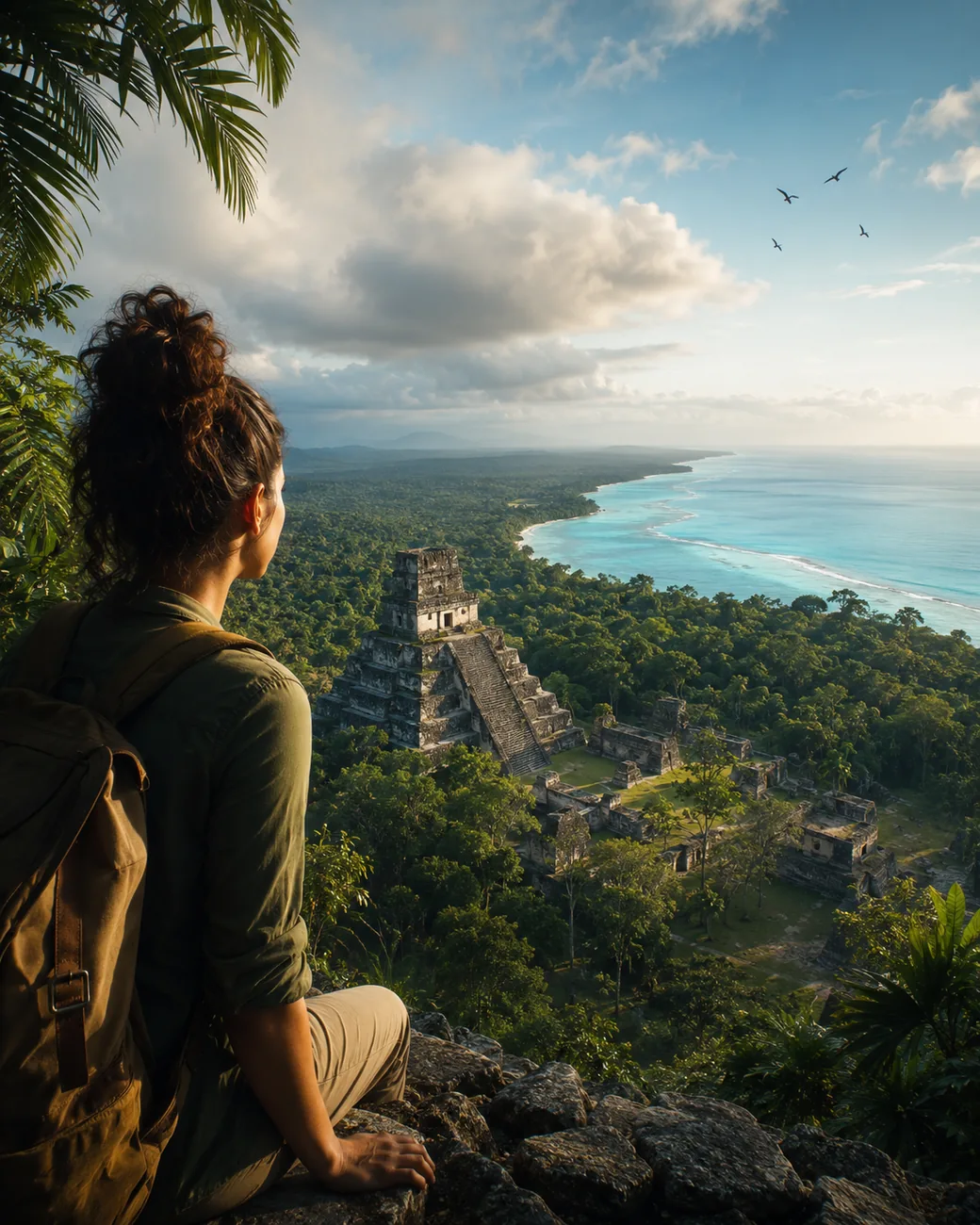 Belize coastline, reef and inland landscape