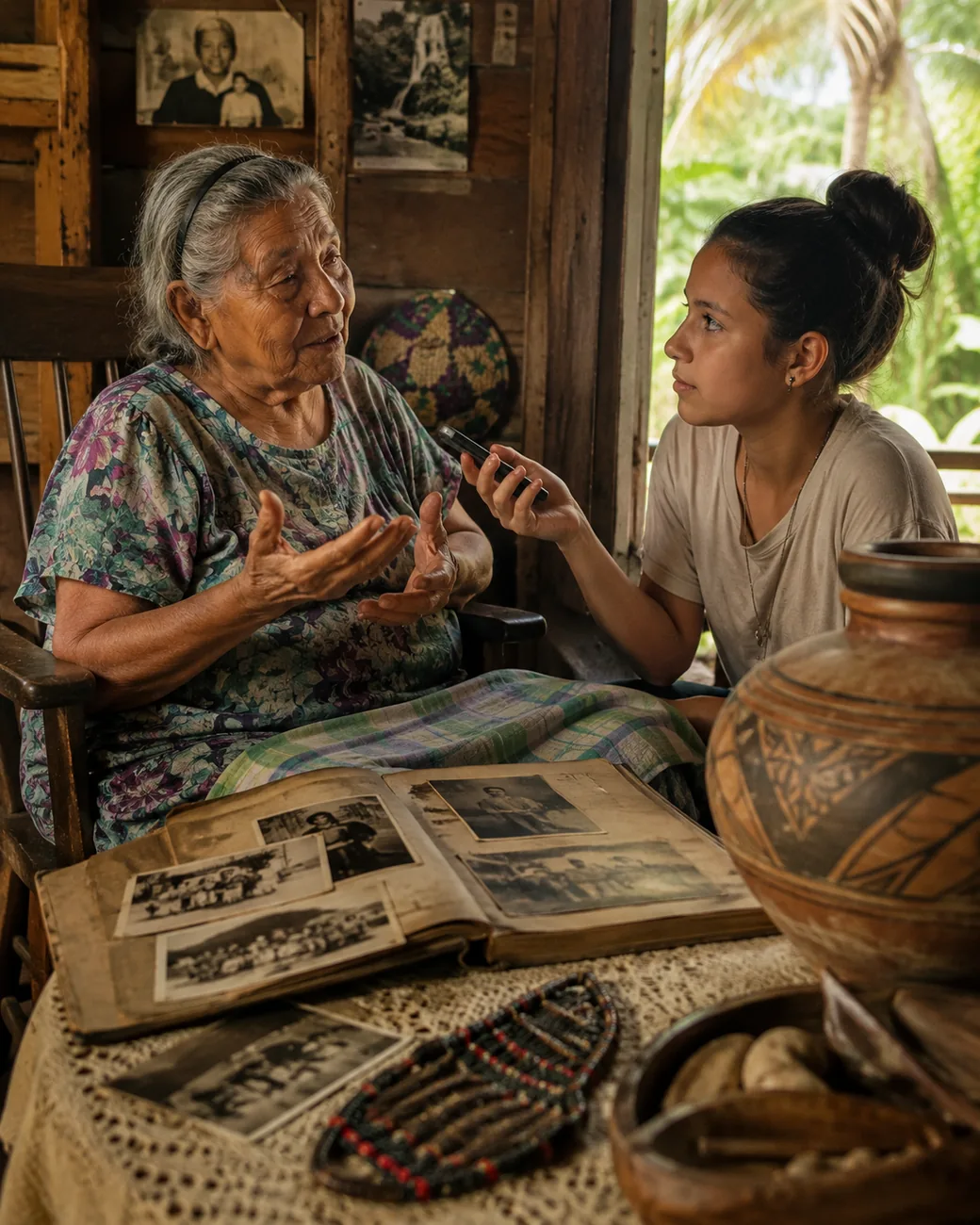 Family oral-history conversation between generations